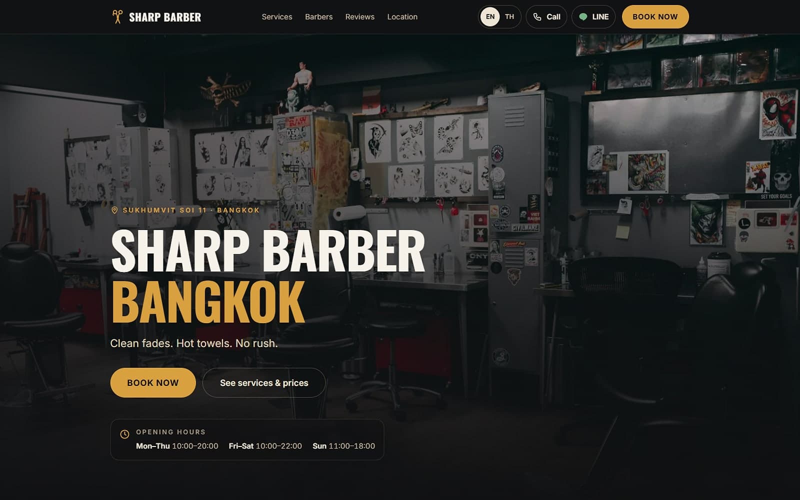 Sharp Barber Bangkok — Booking system with database